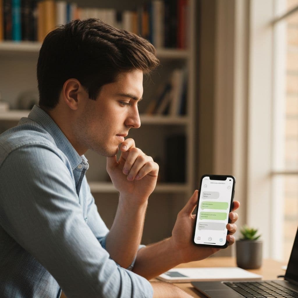Professional using Twintual's AI virtual twin for calm, focused messaging